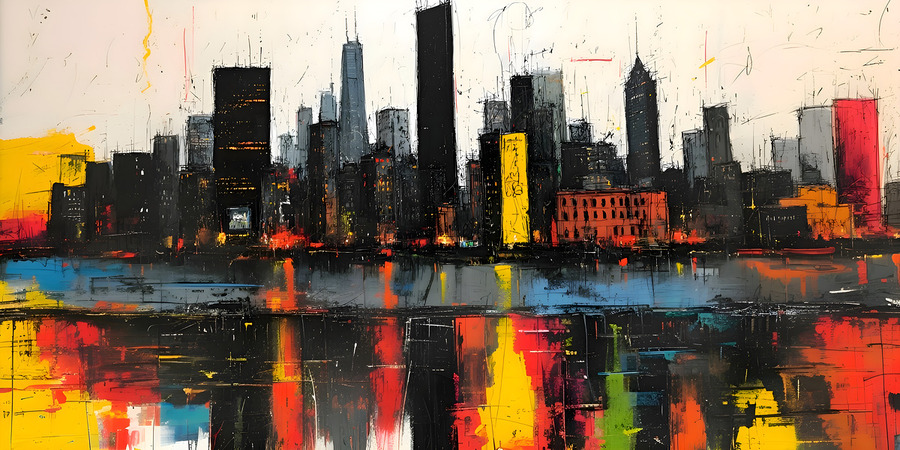 City Sparks – Abstract Skyline Print  Print