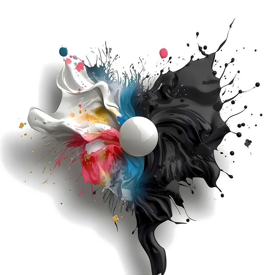 Contrast Singularity – High-Impact Paint Splash Abstract  Print