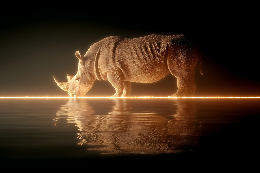 Luminous Giant – Rhinoceros Reflection Print  Print