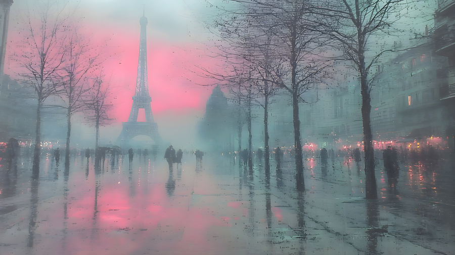 Paris Rain – Impressionist Cityscape Print  Print