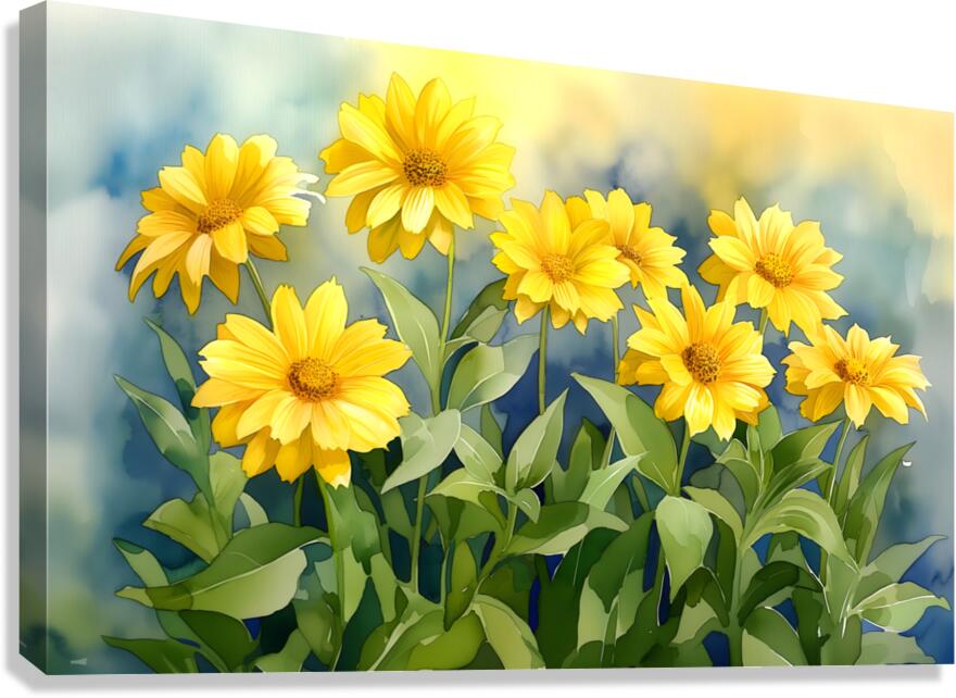 Golden Blooms – A Watercolor Celebration - Sunflower Watercolor Art Prints Canvas Print