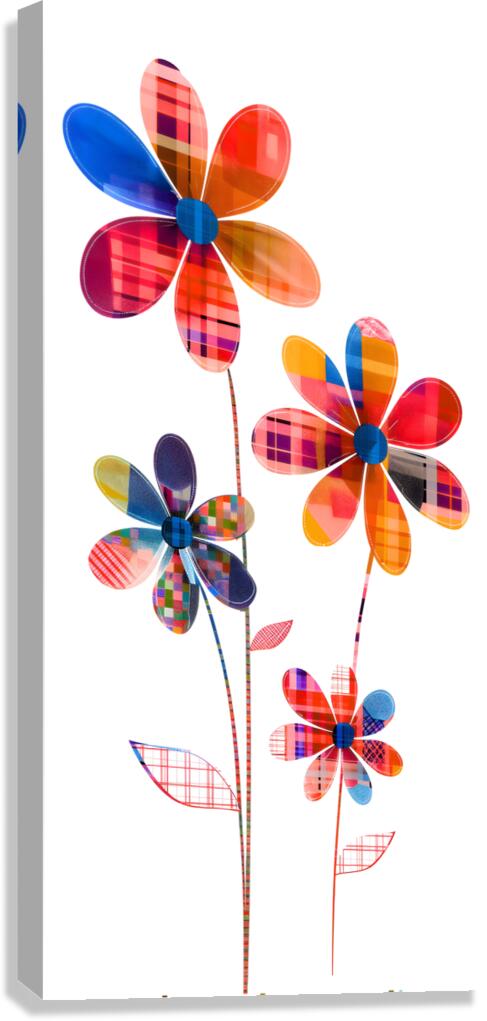 Plaid Botanica 5 - Retro Floral Art Prints Canvas Print