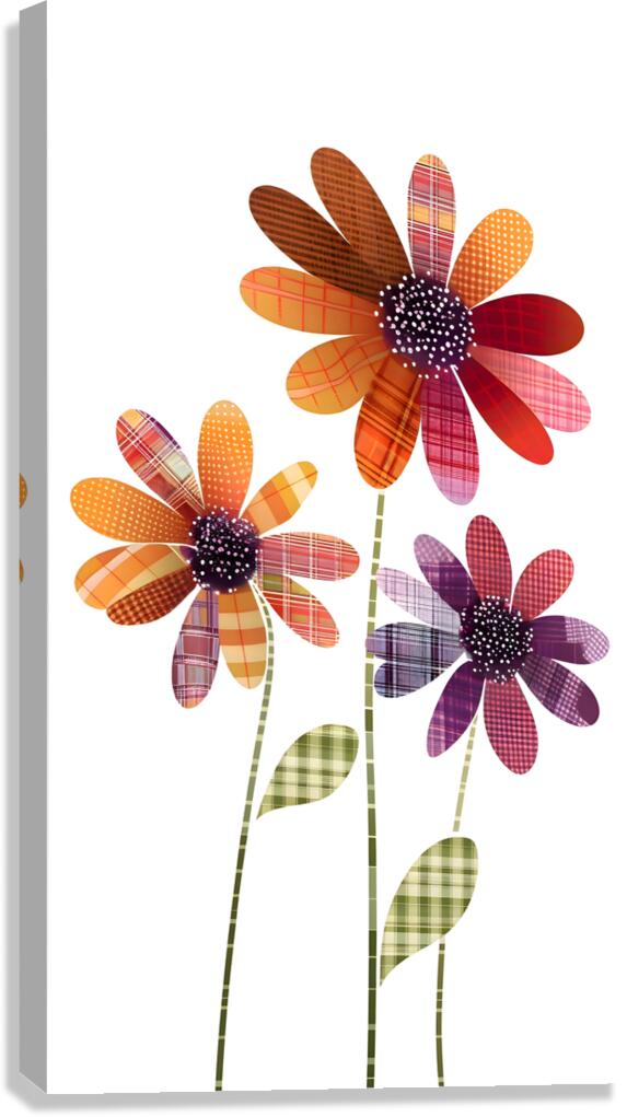 Plaid Botanica 17 - Contemporary Floral Pattern Art Prints Canvas Print