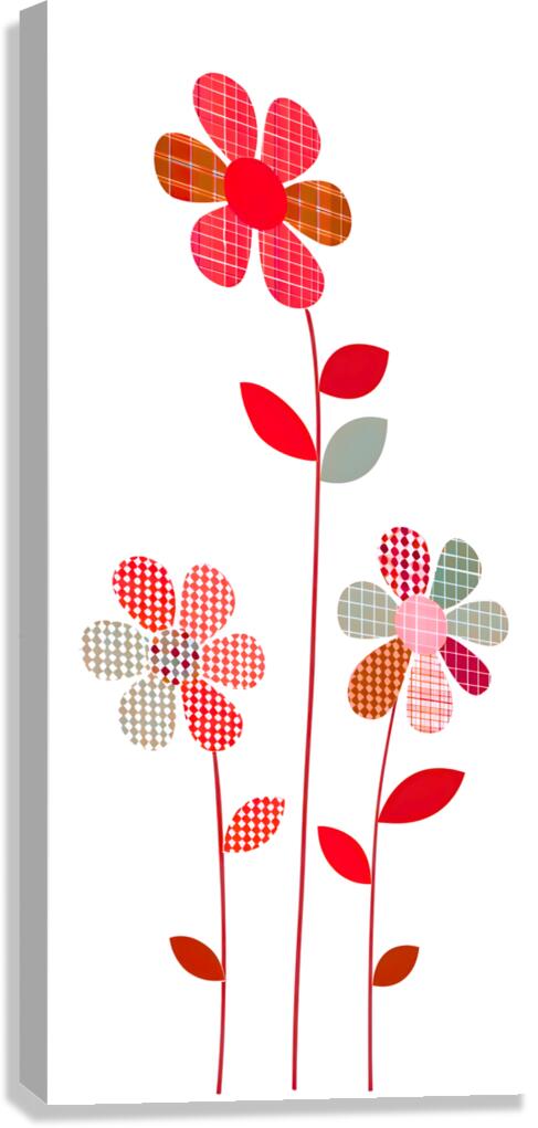 Plaid Botanica 21 - Modern Retro Floral Art Prints Canvas Print