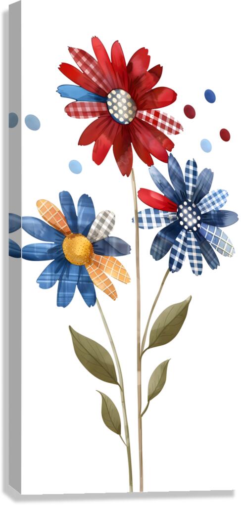 Plaid Botanica 7 - Retro Floral Art Prints Canvas Print