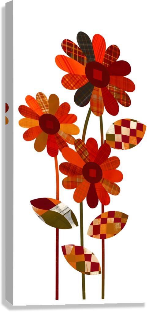 Plaid Botanica 3 - Contemporary Floral Art Prints Canvas Print