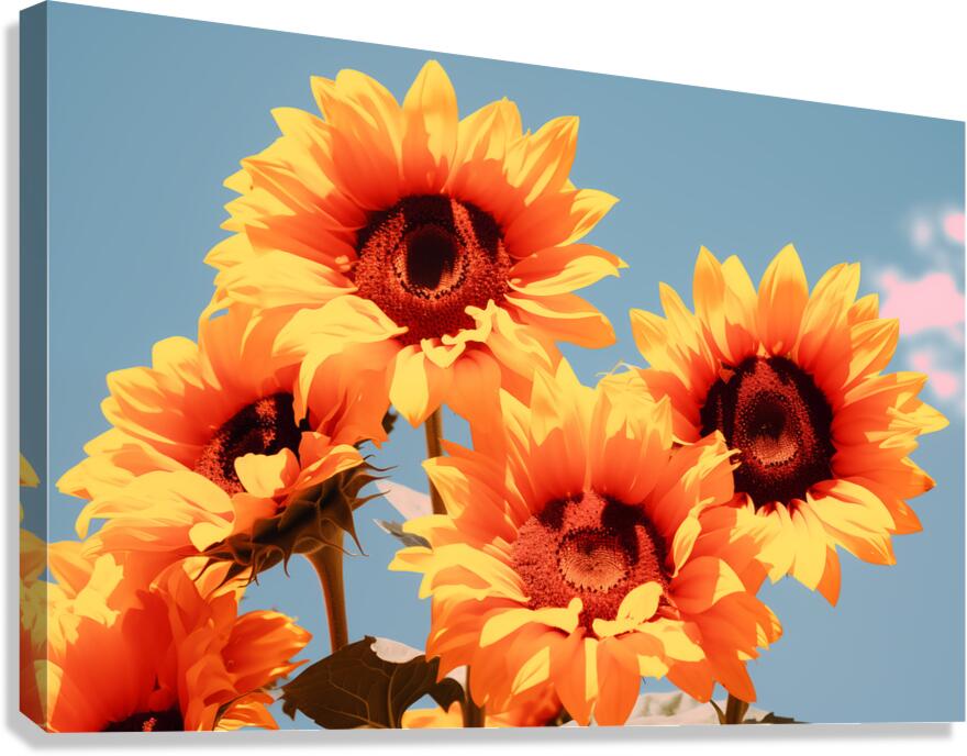 Golden Giants - Sunflower Portrait Art Prints Canvas Print