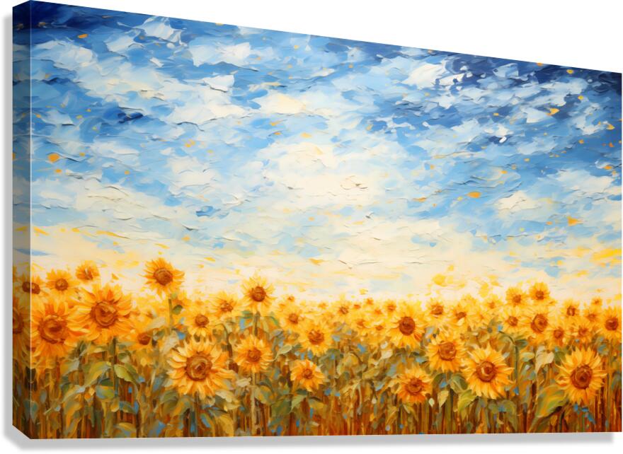 Symphony Of Sunlight - Sunflower Field Art Prints Canvas Print