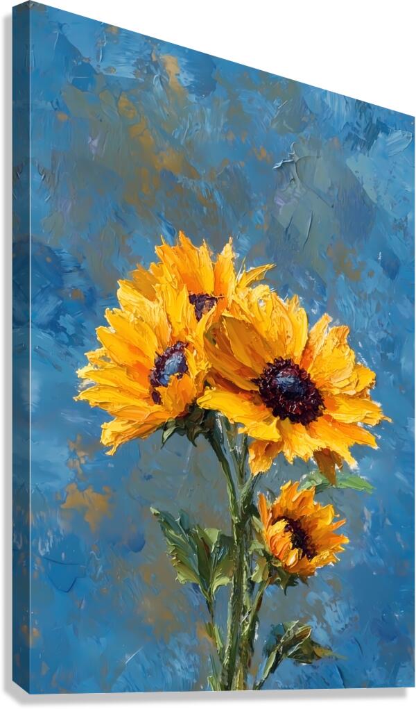 Ciel Baigne De Soleil - Sun-Kissed Sky - Sunflower Portrait Art Prints Canvas Print