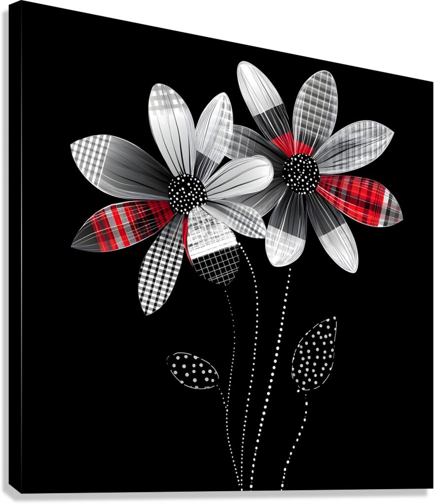 Plaid Botanica 26 - Contemporary Floral Art Prints Canvas Print