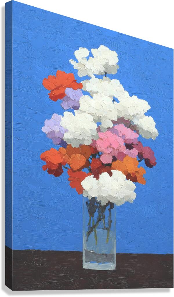 Fiori NellAzzurro - Flowers In The Blue - Italian Floral Art Prints Canvas Print