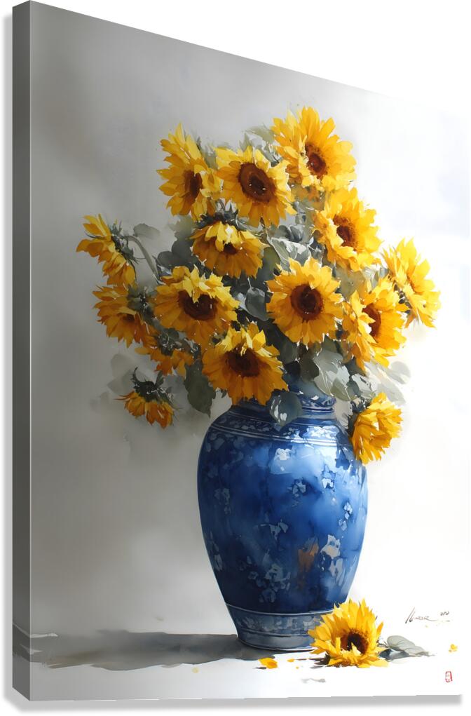 Eclat De Tournesols - Burst Of Sunflowers - Sunflower Vase Art Prints Canvas Print