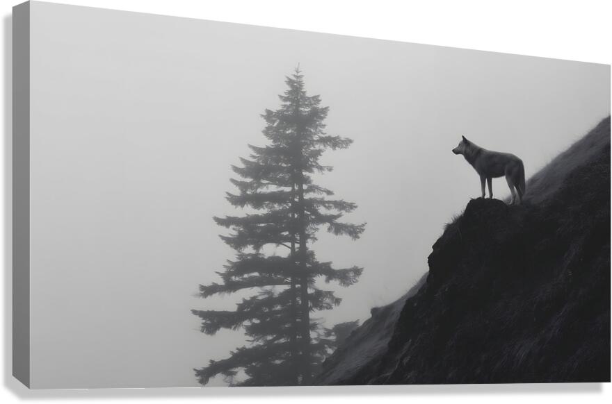 Misty Morning Lookout - Monochrome Landscape Art Prints Canvas Print