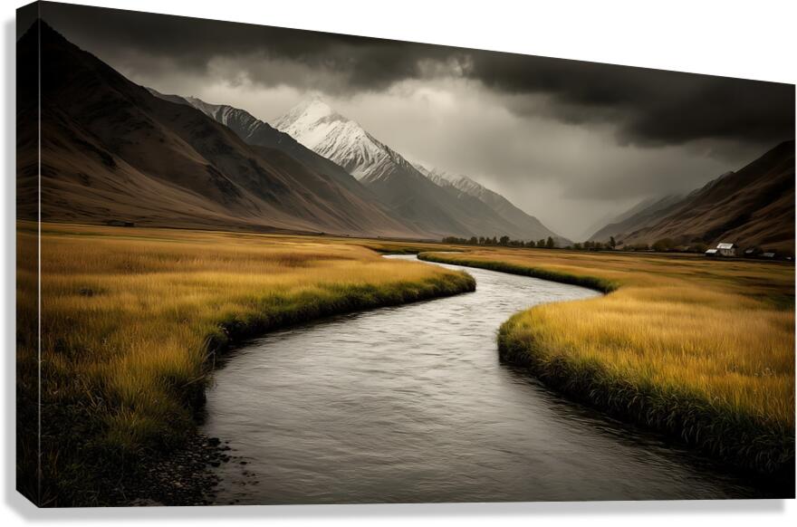 Where the Waters Run - Minimal Landscape Art Prints Canvas Print