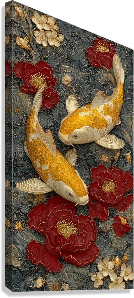 Seinaru Kin No Takara 聖なる金の宝 - Sacred Golden Treasure - Koi Pond Art Prints Canvas Print