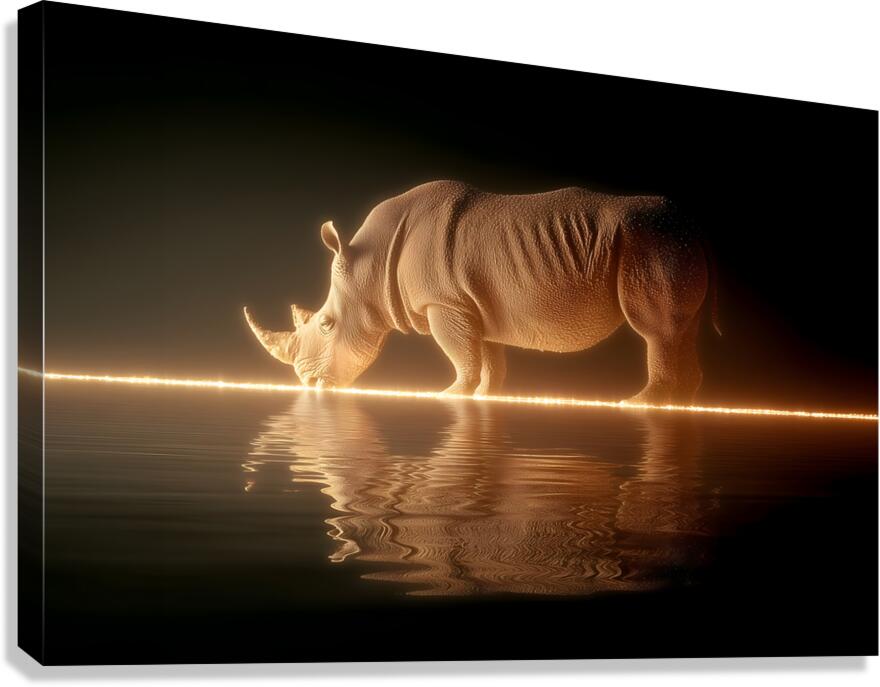 Luminous Giant – Rhinoceros Reflection Print Canvas Print