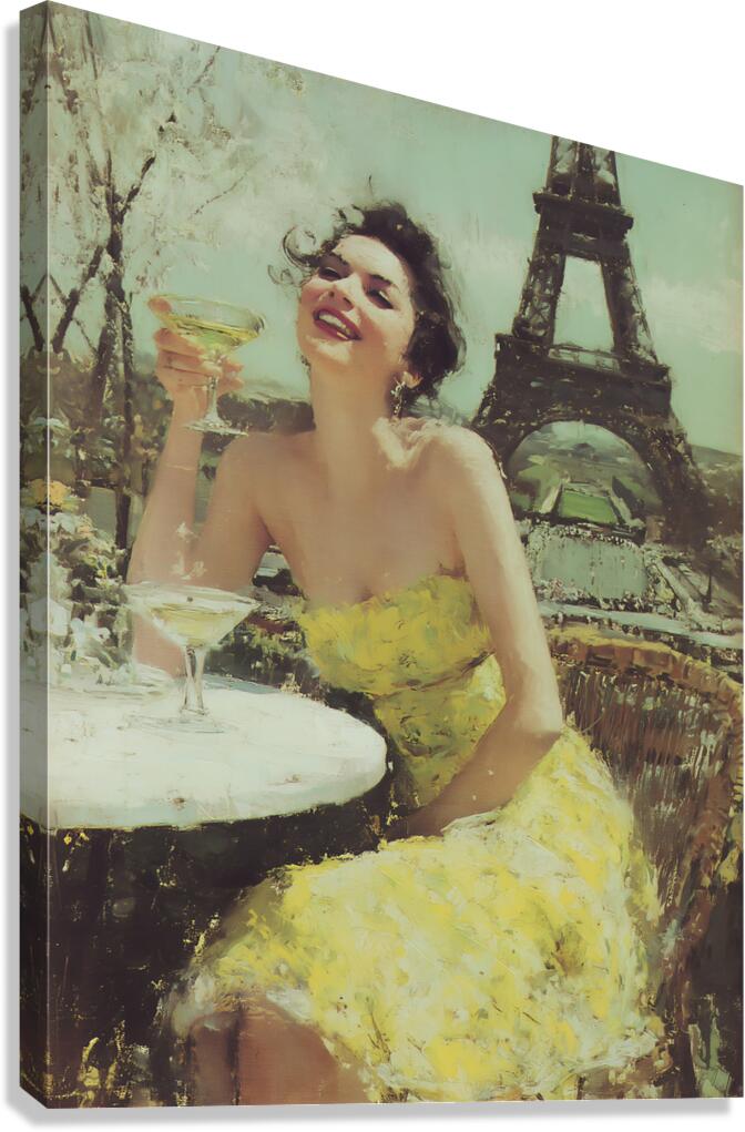Parisian Joy Portrait – Vintage French Art Print Canvas Print