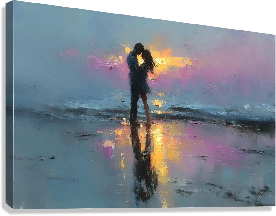 Sunset Kiss – Romantic Seascape Art Print Canvas Print