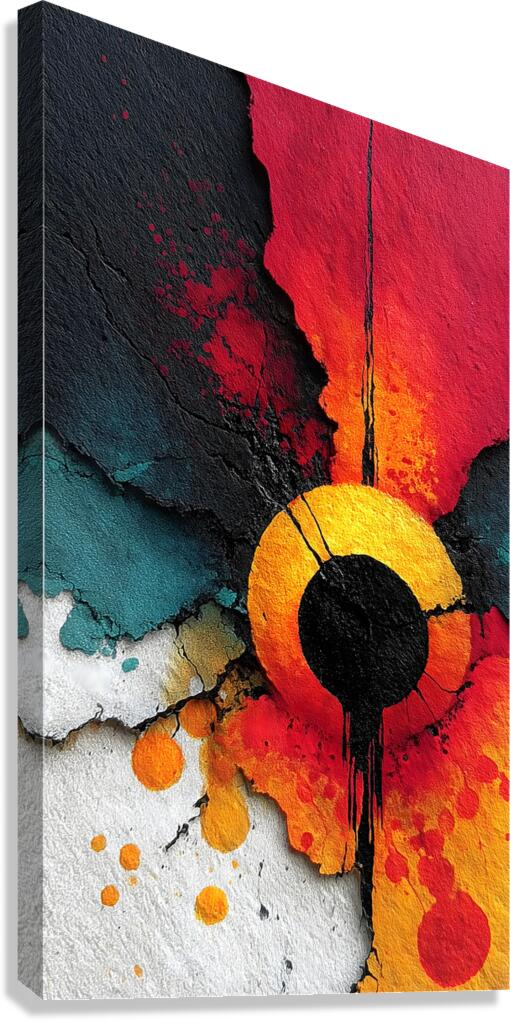 Solar Ring – Red Gold Textured Abstract Print Canvas Print