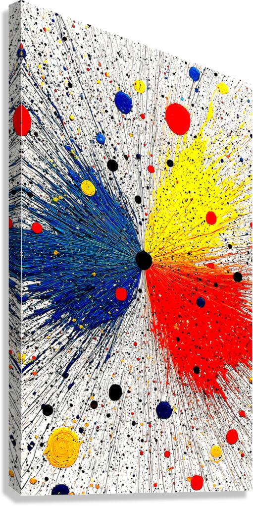 Primary Collision – Modern Abstract Splatter Print Canvas Print
