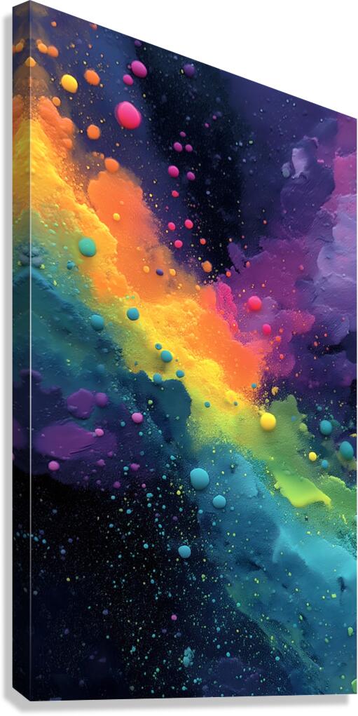 Cosmic Drift – Neon Galaxy Abstract Print Canvas Print