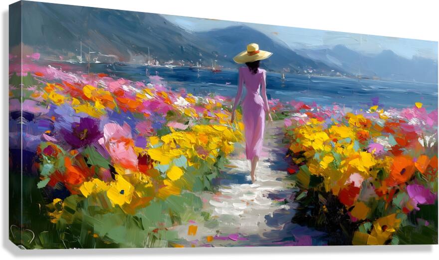 The Path – Impressionist Floral Landscape Print Canvas Print