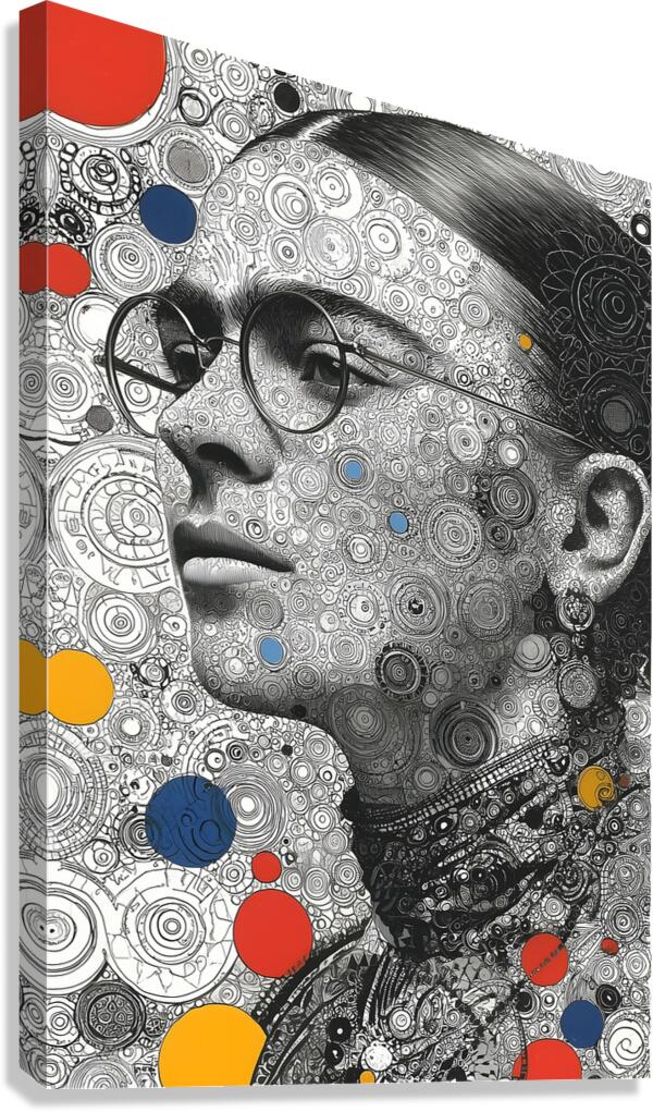 Orbital Intellect – Bauhaus Linework Portrait Print Canvas Print