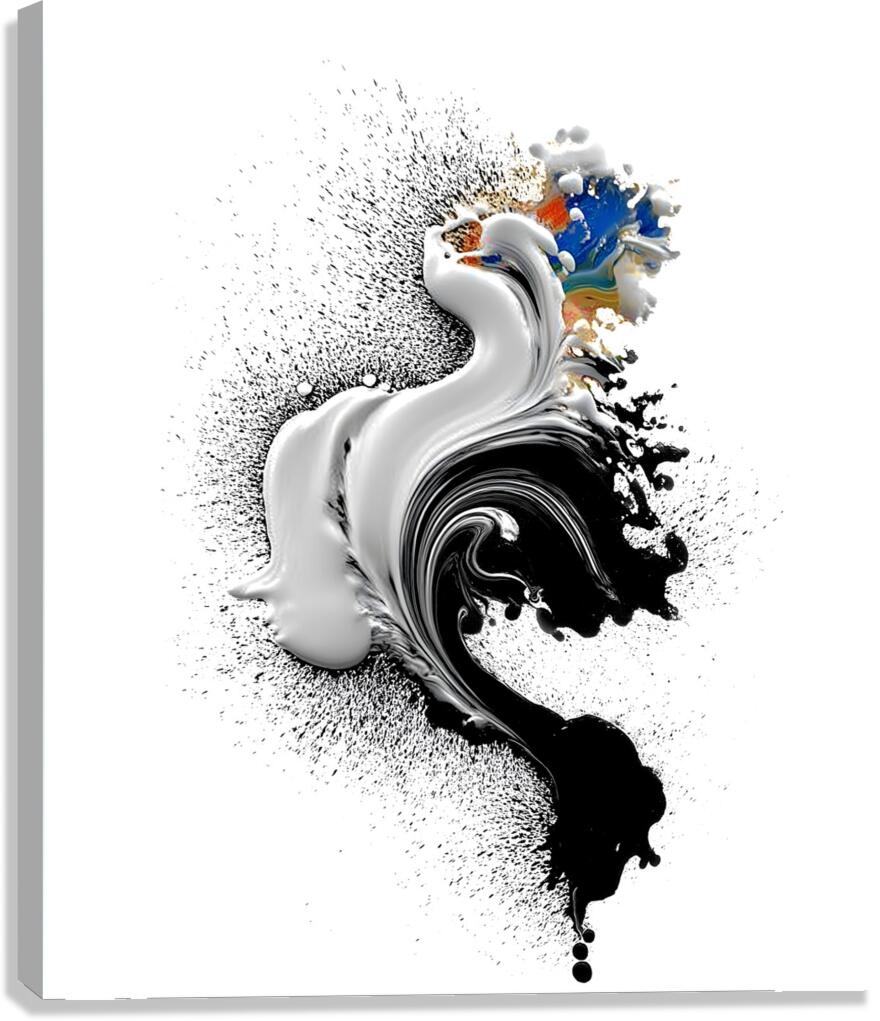 Ink Seraph – Monochrome Plume with Color Spark Print Canvas Print