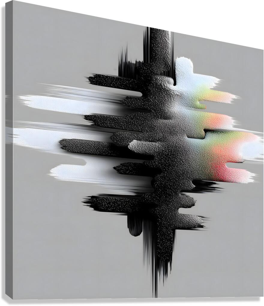 Monochrome Vector Pulse – Minimal Abstract Soundwave Print Canvas Print