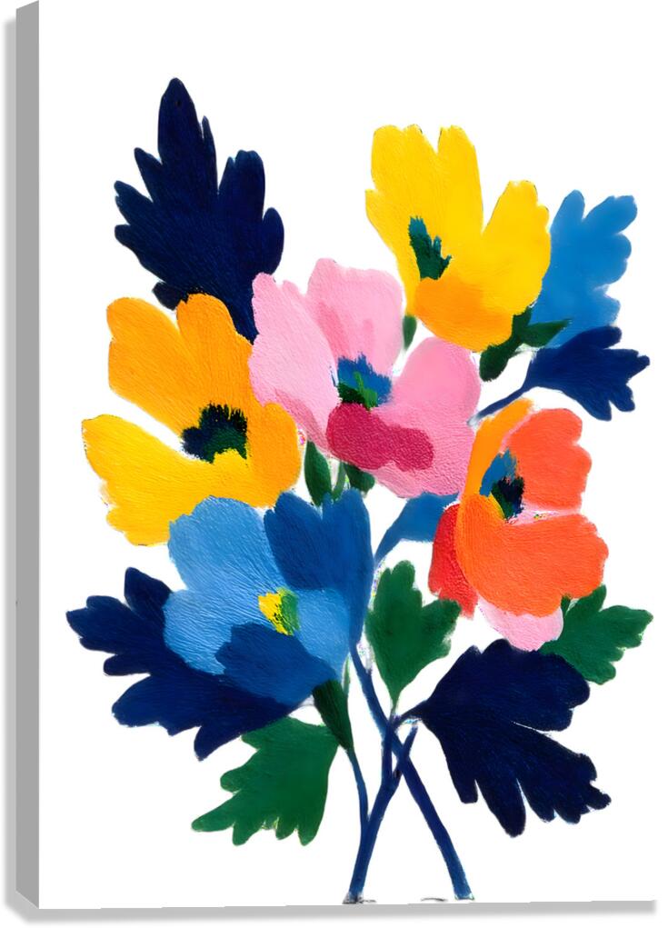 Colorblock Bouquet – Bold Abstract Floral Print Canvas Print