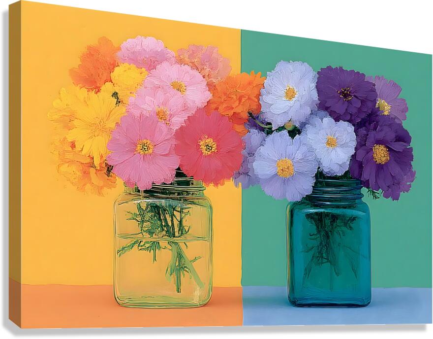 Sunny Duo – Pastel Pop Bouquet Print Canvas Print
