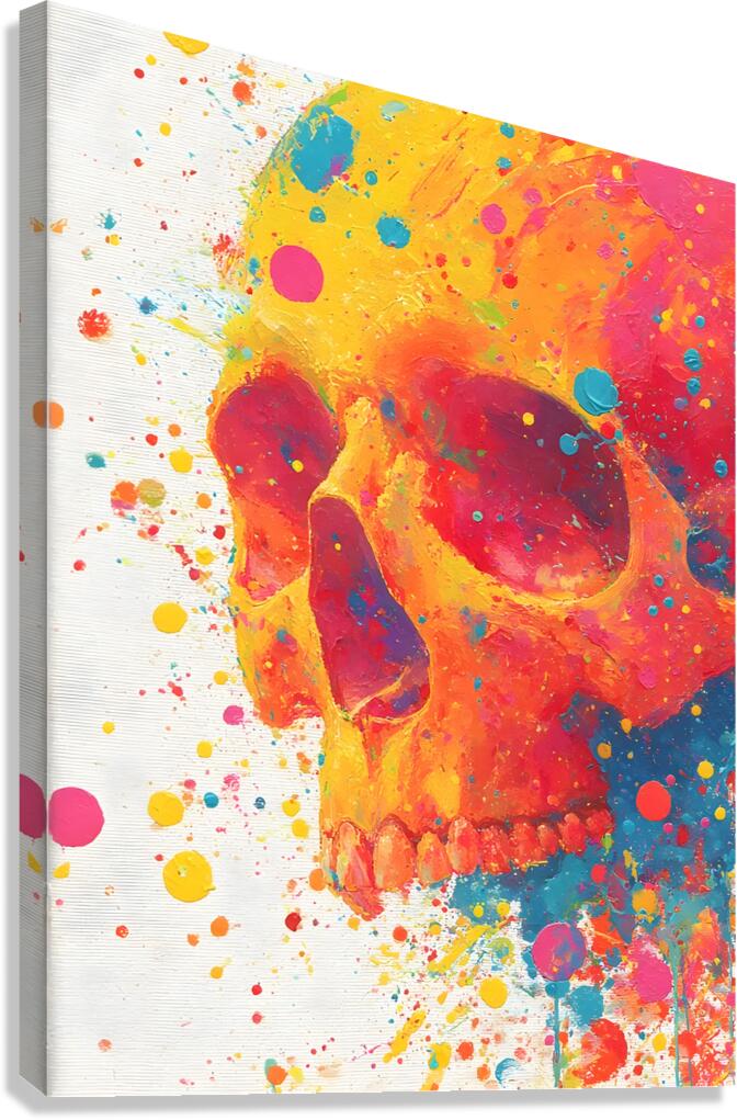 Neon Rebirth – Splatter Skull Canvas Canvas Print