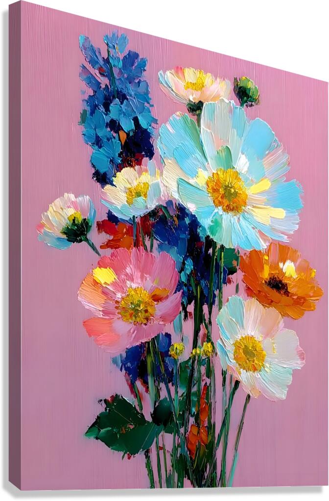 Pink Room Bouquet – Floral Still Life Print Canvas Print