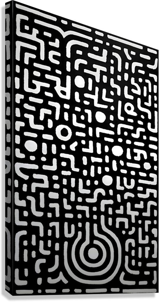 The Maze Within – Abstract Black and White Print Canvas Print