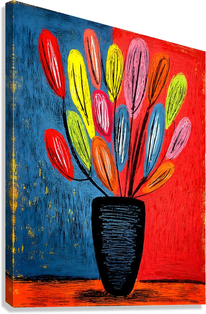 Dual Spectrum Blooms – Color Fusion Floral Print Canvas Print