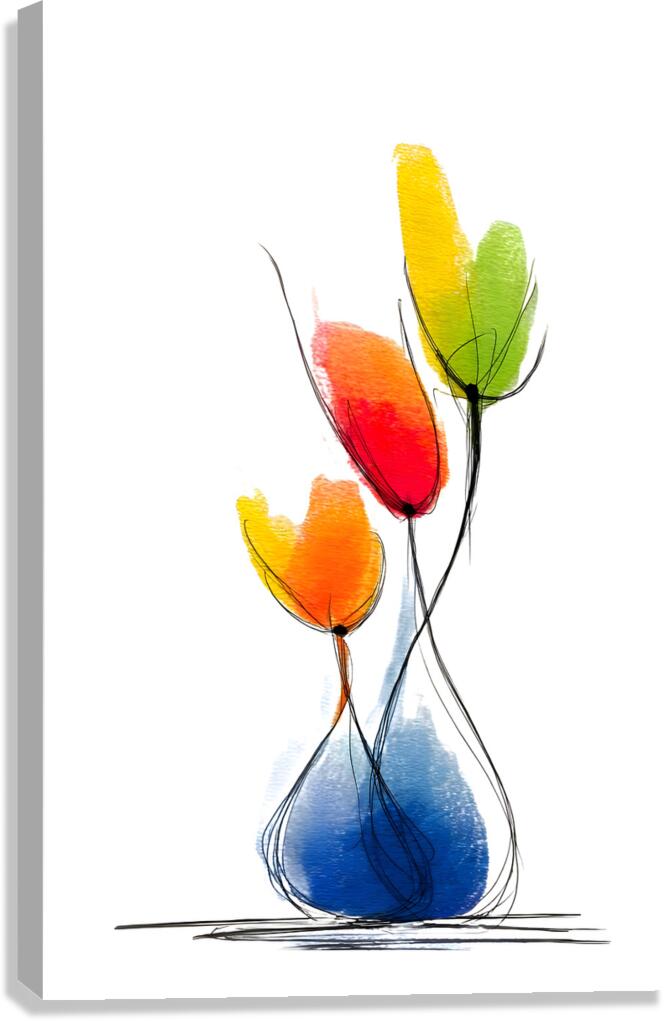 Threefold Harmony – Minimalist Watercolor Vase Print Canvas Print