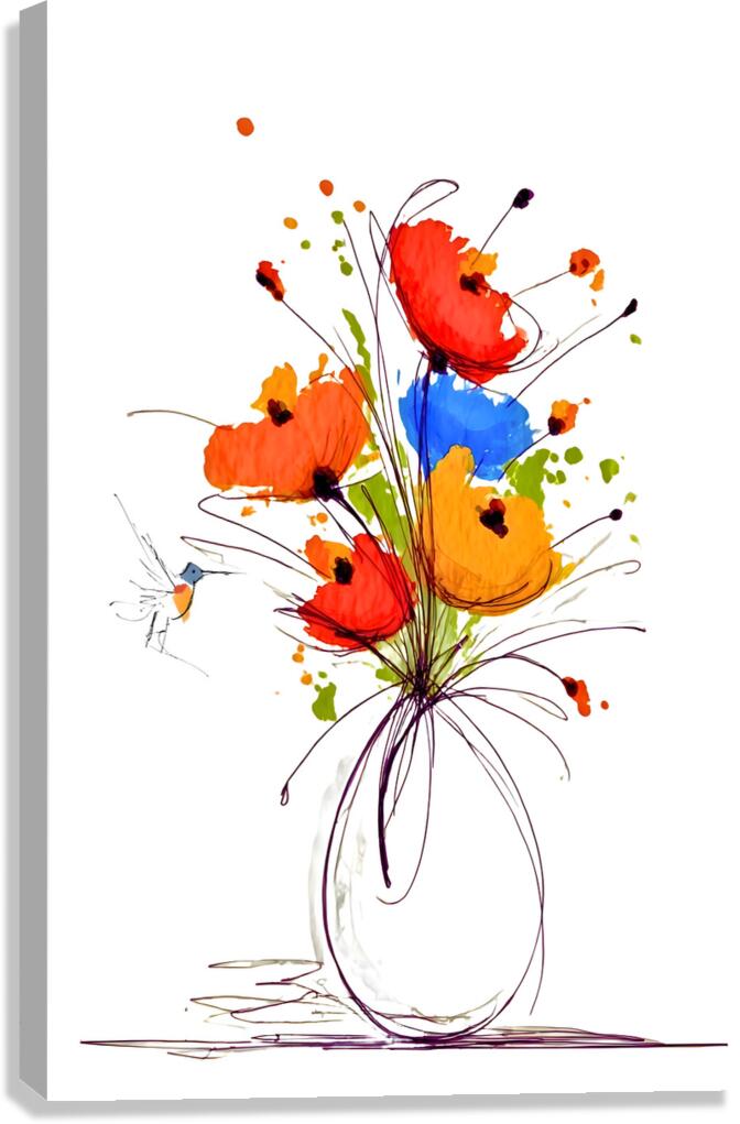 Whisper of Bloom – Contemporary Watercolor Vase Print Canvas Print