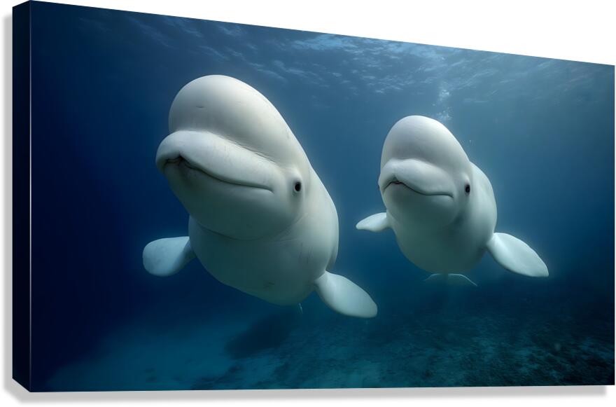 Arctic Companions – Beluga Whales Print Canvas Print