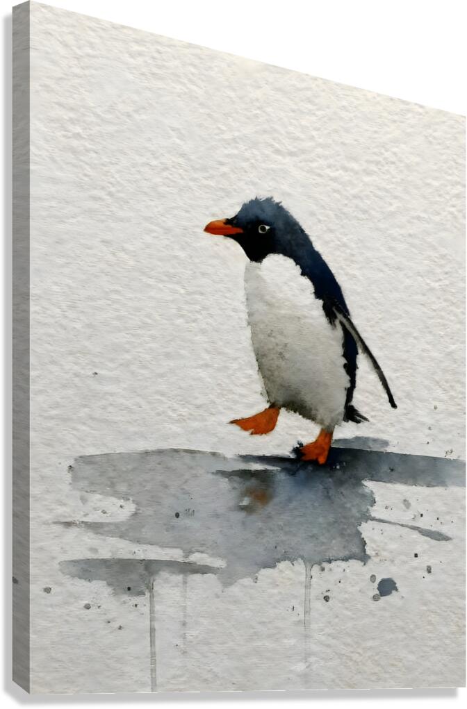 Watercolor Wanderer – Penguin Print Canvas Print