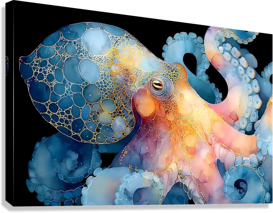 Abyssal Gold – Octopus Luminescence Print Canvas Print