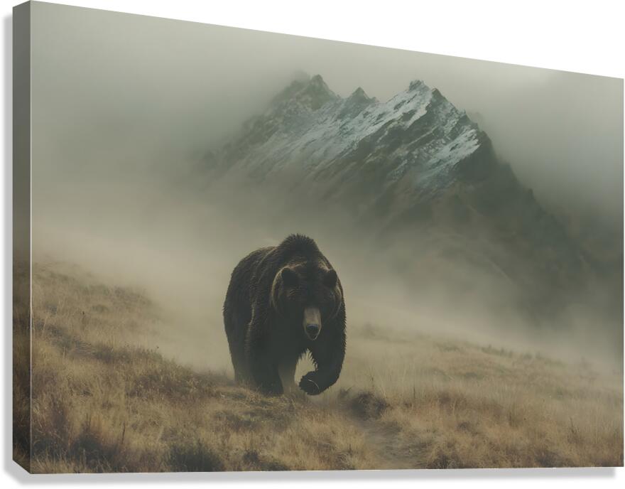 Spirit of the North – Grizzly in the Mist Print Canvas Print