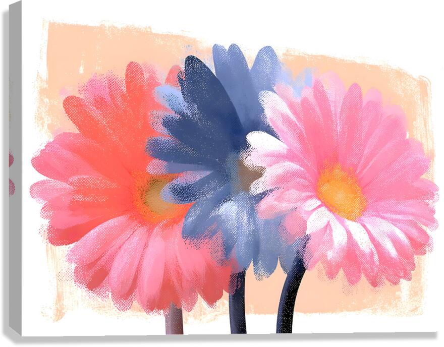Cotton Candy Gerbera – Pink Blue Daisy Print Canvas Print