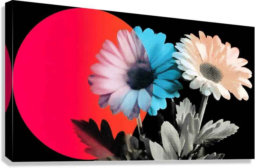 Neon Bloom Eclipse – Retro Daisy Pop Art Print Canvas Print