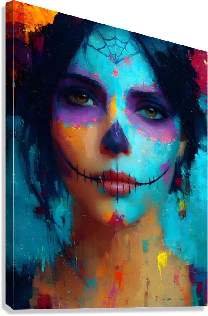 Calavera Azul D a de los Muertos Sugar Skull Canvas Print