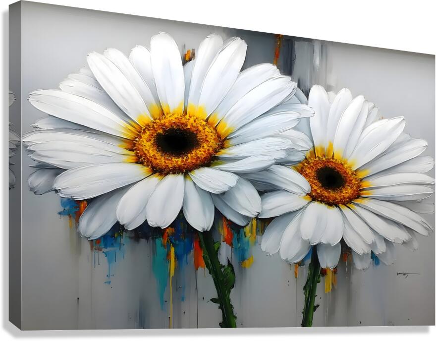 Dripping Daisies – Melting Floral Art Print Canvas Print