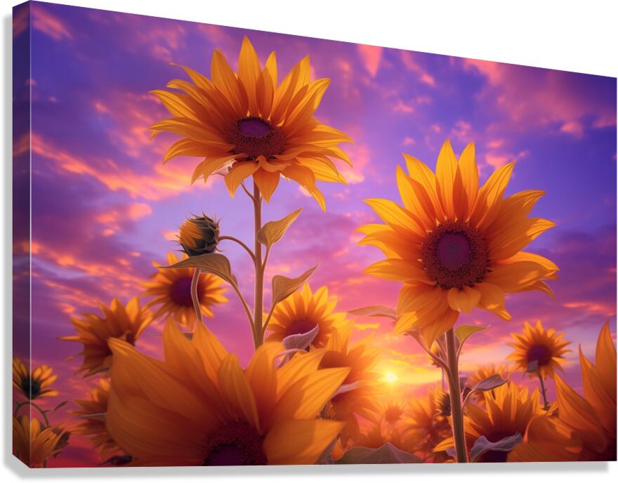 Sunrise Blooms – Sunflowers in the Morning Light Print Canvas Print