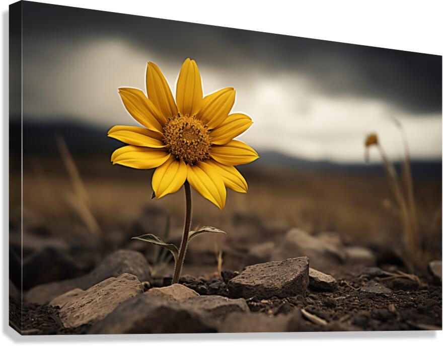 Golden Resolve – Sunflower in Sepia Field Print Canvas Print
