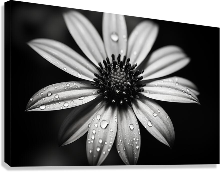 Shadow Petals – Monochrome Floral Elegance Print Canvas Print