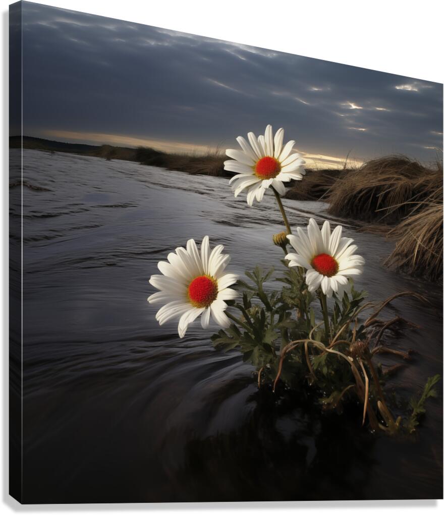 Shoreline Daisies – Coastal Botanical Art Print Canvas Print