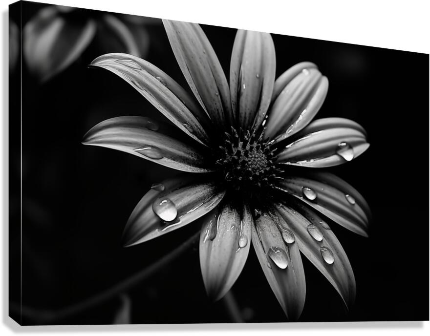 Obsidian Bloom I – Graphic Floral Print Canvas Print